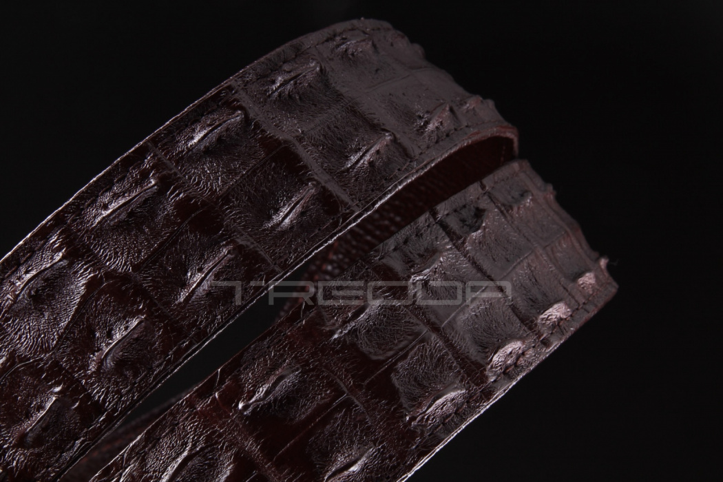 Ремень увеличенной длины из кожи крокодила с двойным гребнем