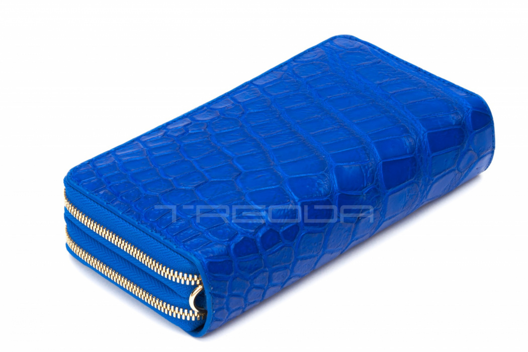 Клатч из кожи крокодила на двух молниях