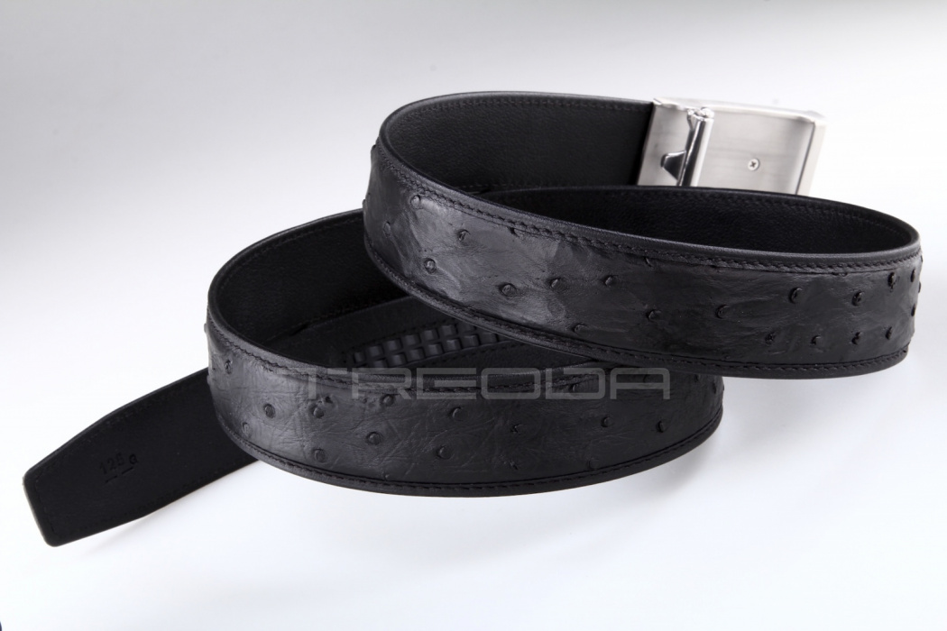 Ремень из кожи страуса Treoda, ширина 3,5 см