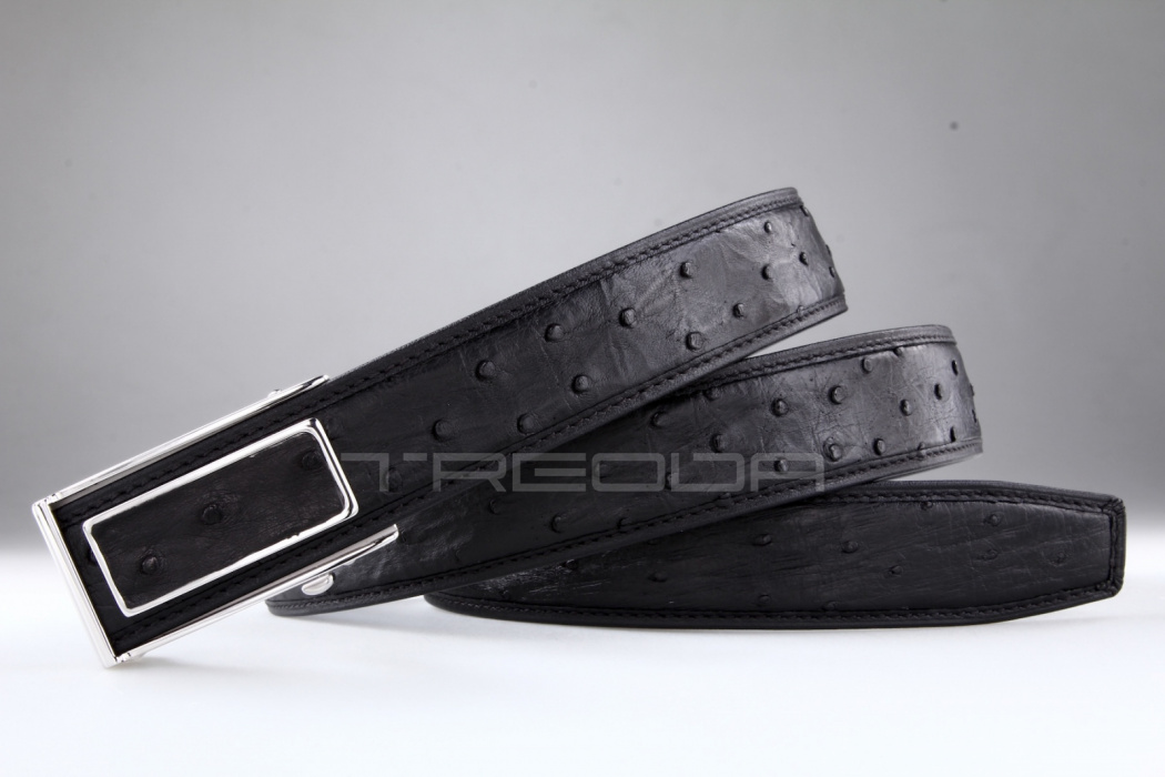 Ремень из кожи страуса Treoda, ширина 3,5 см